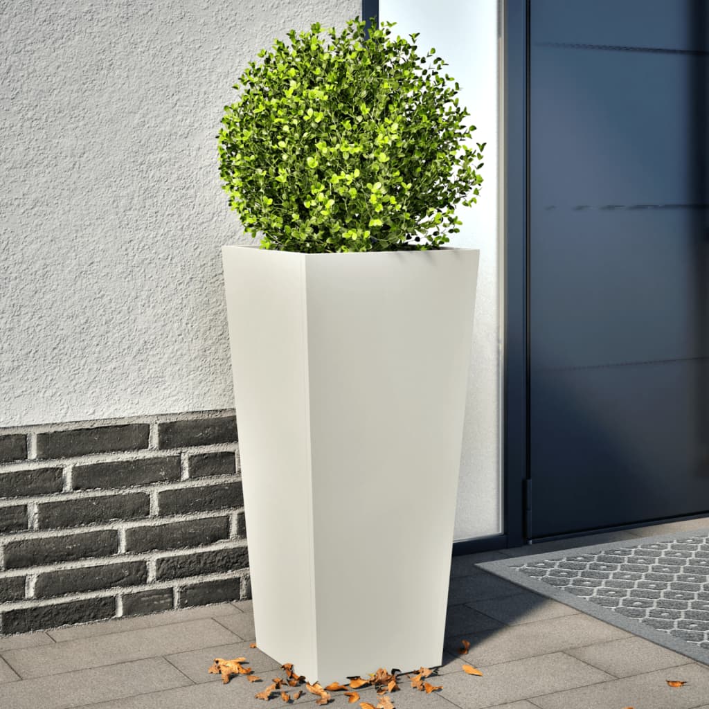E-shop Multidom Záhradné kvetináče 2 ks, biele 35x35x75 cm, oceľ