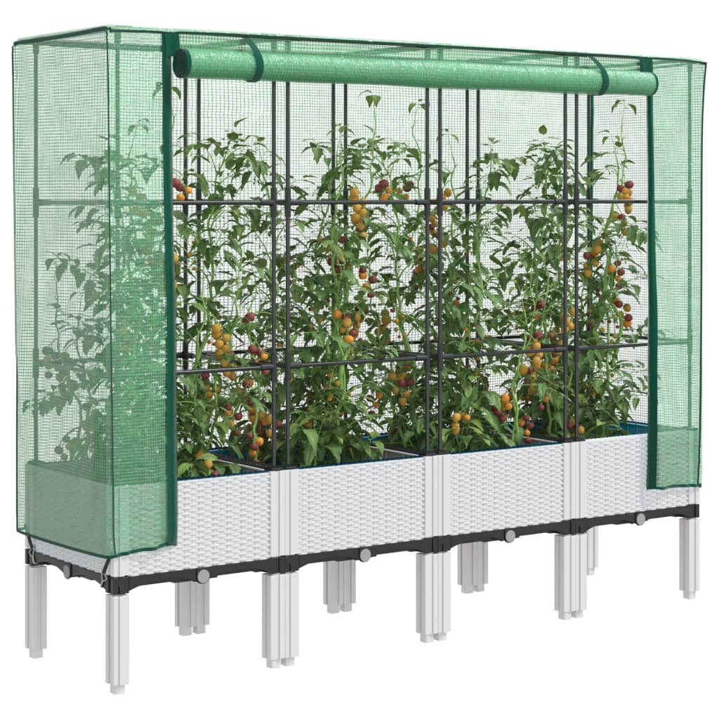 E-shop Multidom Záhon s krytom na skleník ratanový vzhľad 160x40x140 cm