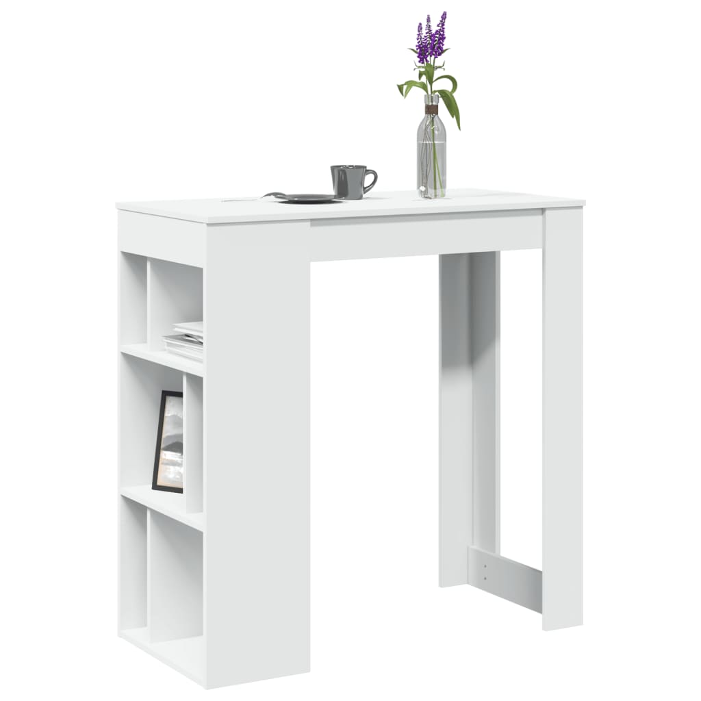 E-shop Multidom Barový stôl s policami biely 102x50x103,5 cm kompozitné drevo