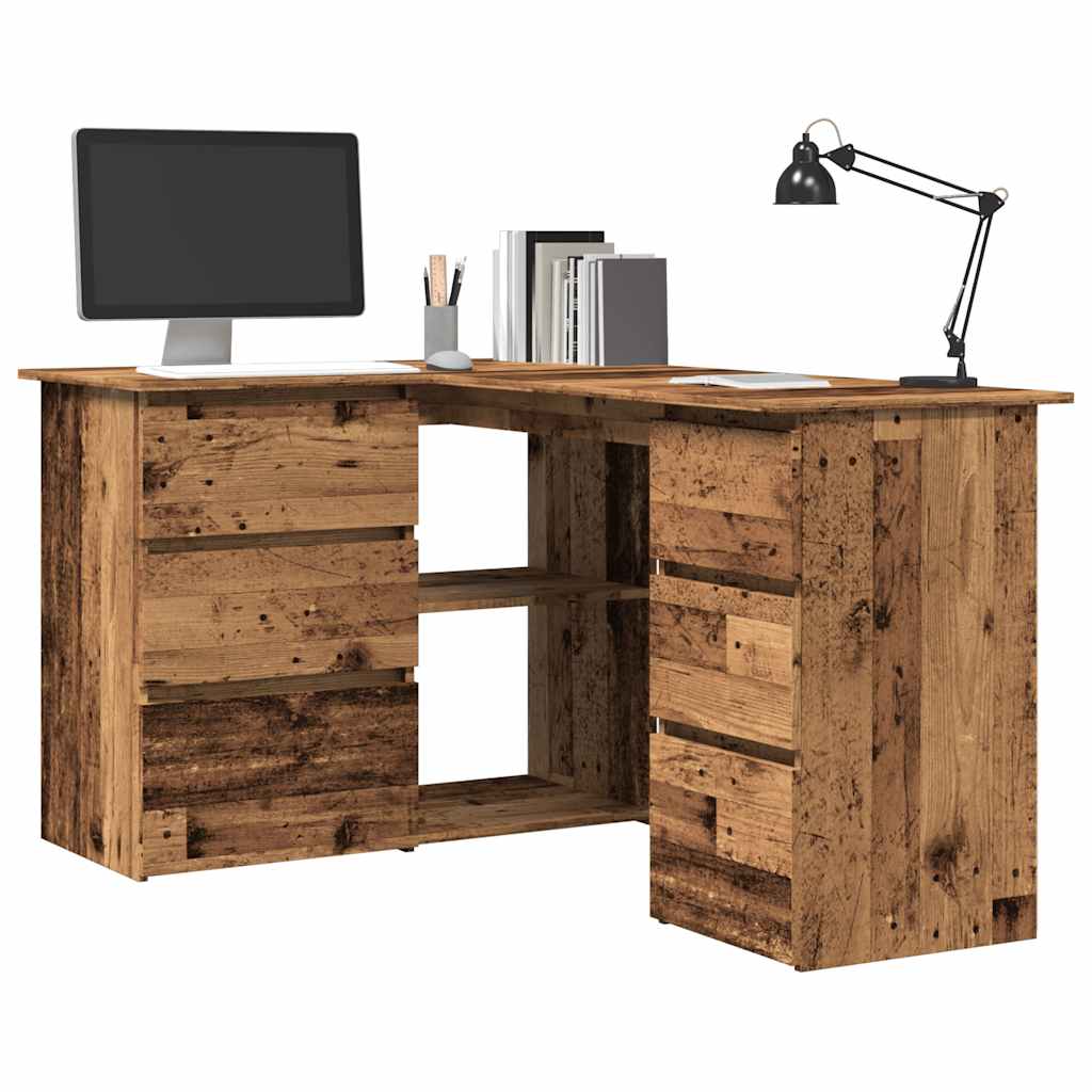 E-shop Multidom Rohový stôl, staré drevo 145x100x76 cm, kompozitné drevo