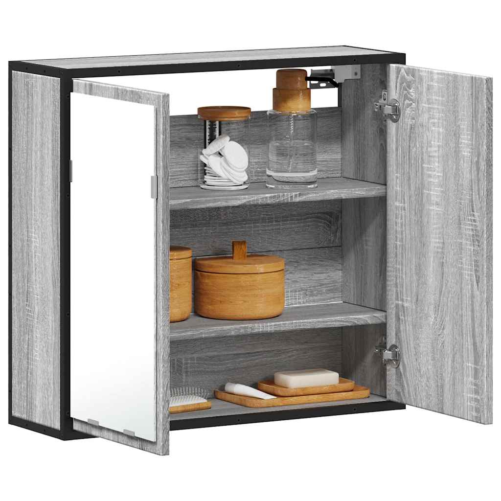E-shop Multidom Kúpeľ. skrinka so zrkadlom sivá sonoma 65x20x60cm kompoz. drevo
