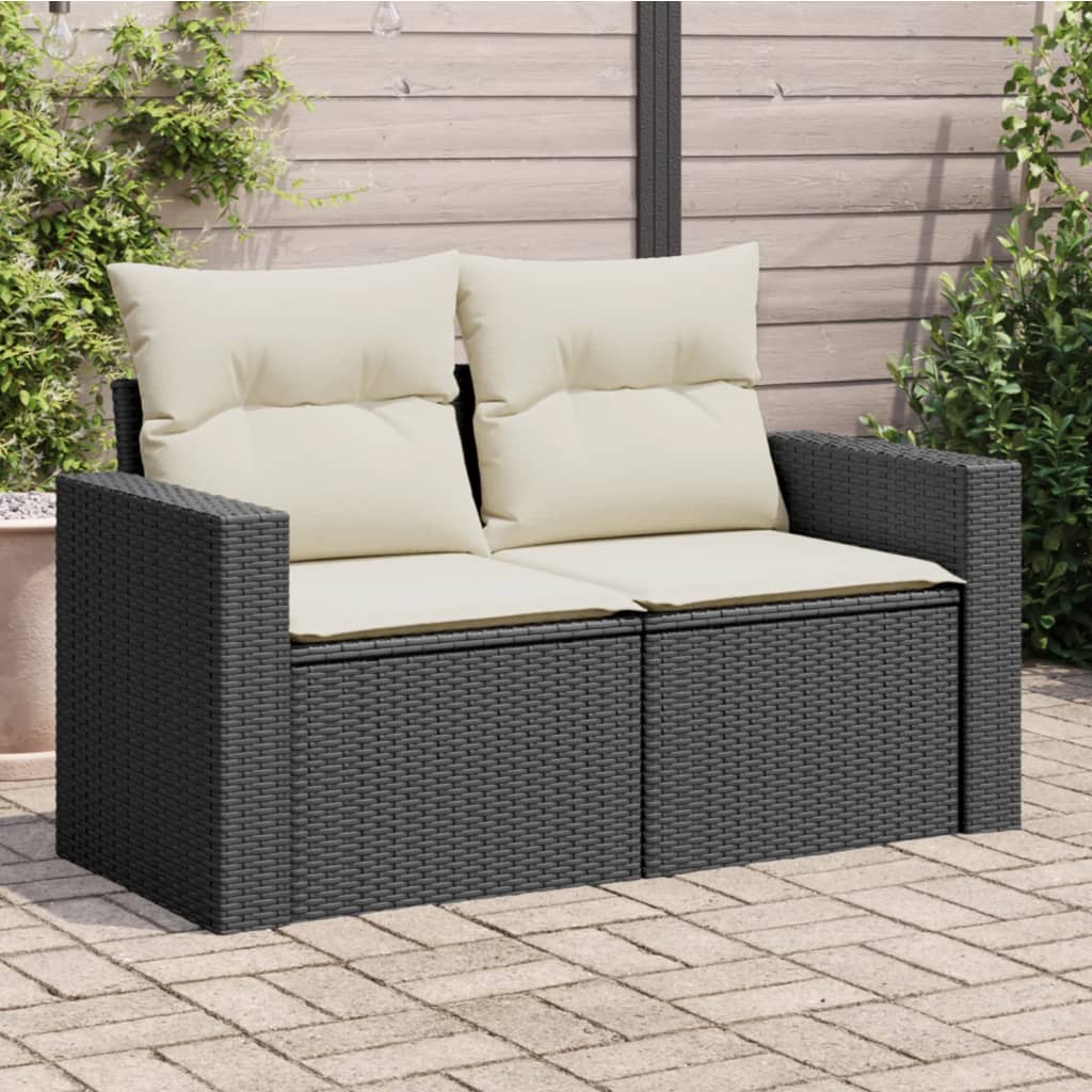 E-shop Multidom Záhradná pohovka s vankúšmi 2-miestna čierna polyrattan