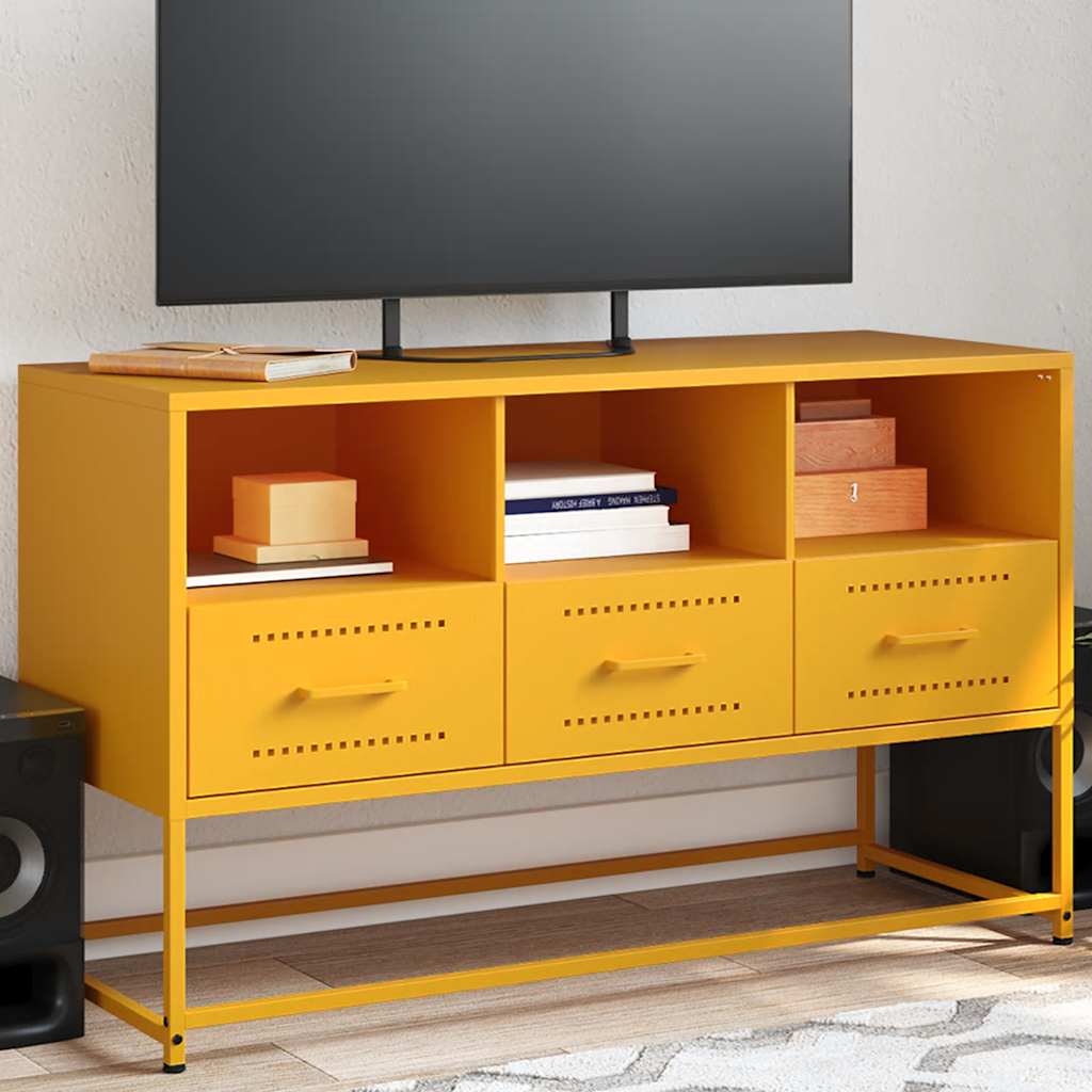 E-shop Multidom TV skrinka horčicovožltá 100,5x39x60,5 cm oceľ