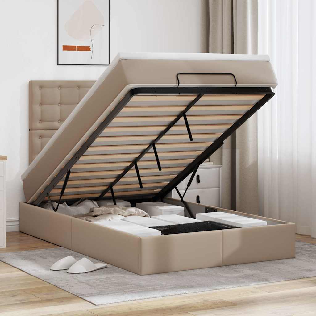 E-shop Multidom Osmanský rám postele s matracom kapučínový 120x200cm umelá koža