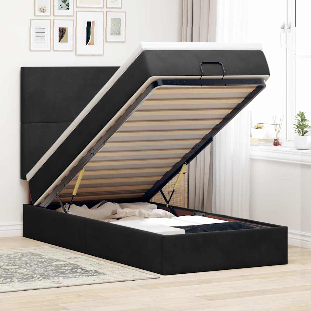 E-shop Multidom Osmanský rám postele s matracmi čierna 80x200 cm zamat