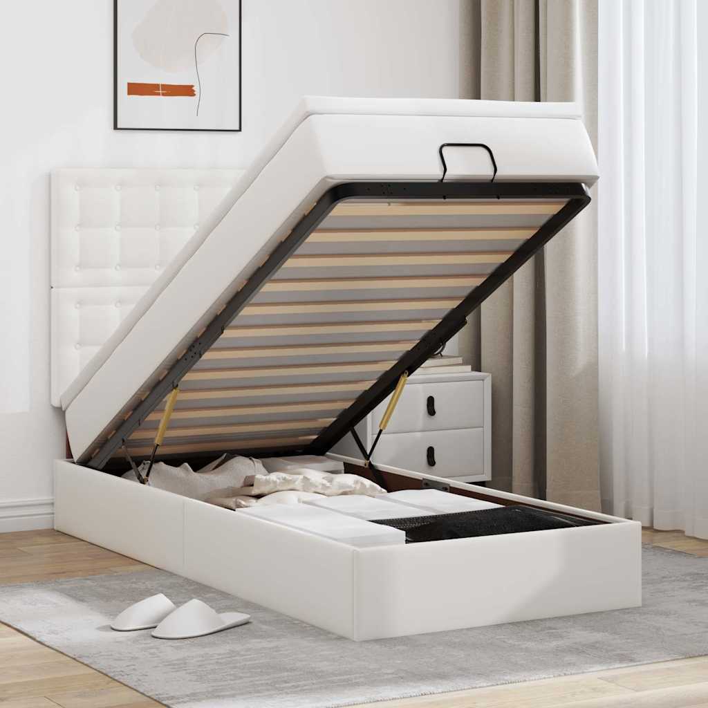E-shop Multidom Osmanský rám postele s matracom biela 80x200 cm umelá koža