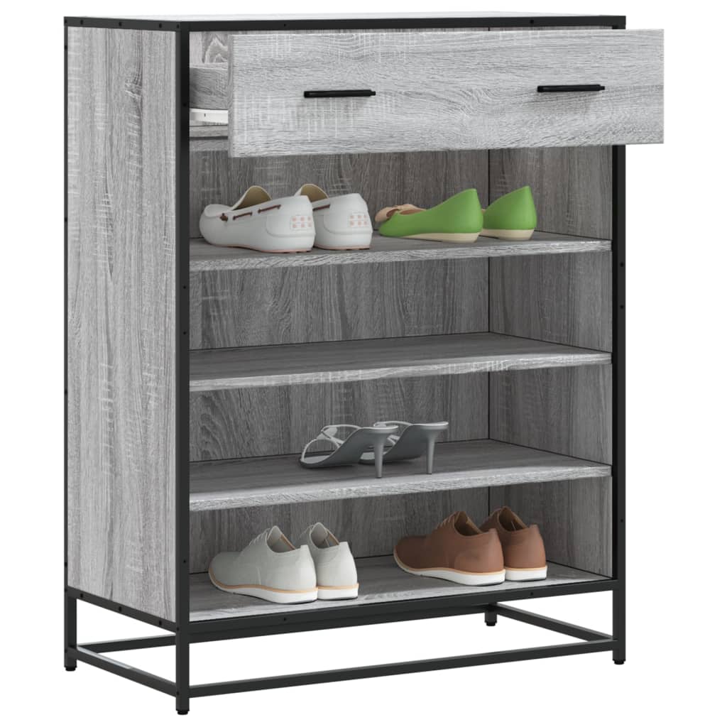 E-shop Multidom Skrinka na topánky sivá sonoma 75x38x97,5cm kompozit. drevo+kov