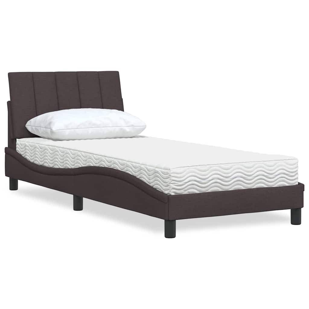 E-shop Multidom Posteľ s matracom Hanko tmavohnedá 90x190 cm látka