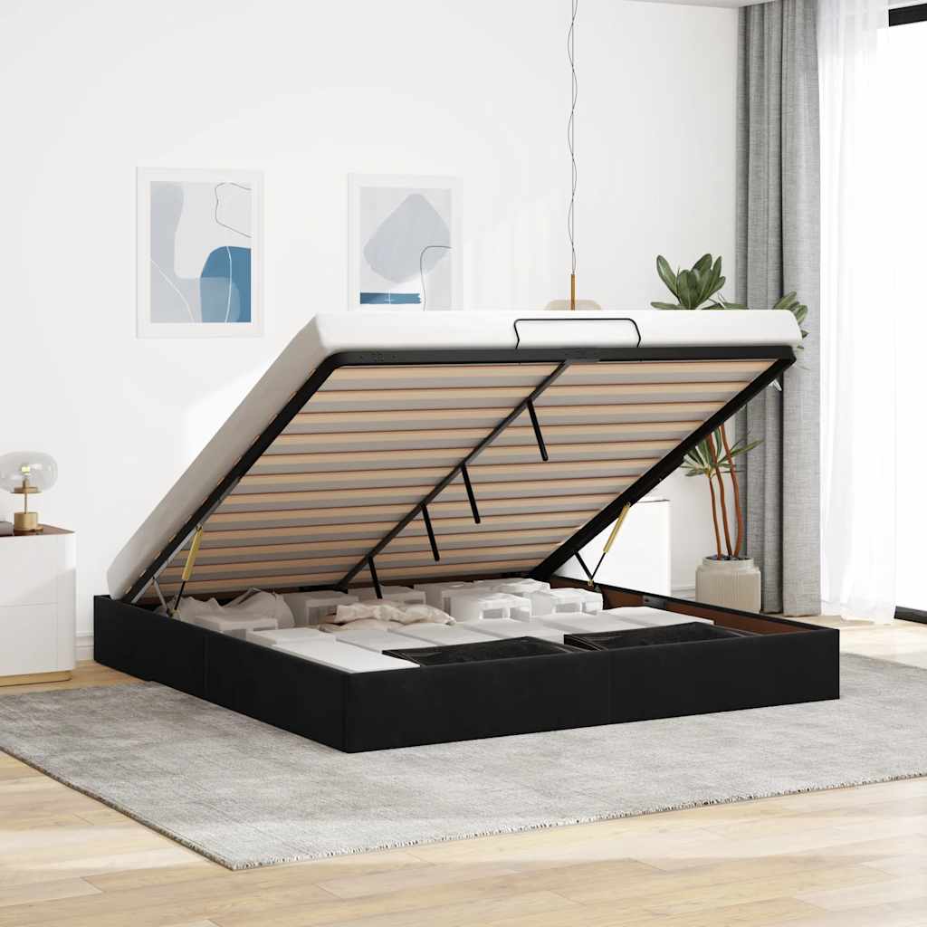 E-shop Multidom Osmanský rám postele bez matraca Čierna 200x200 cm Zamat