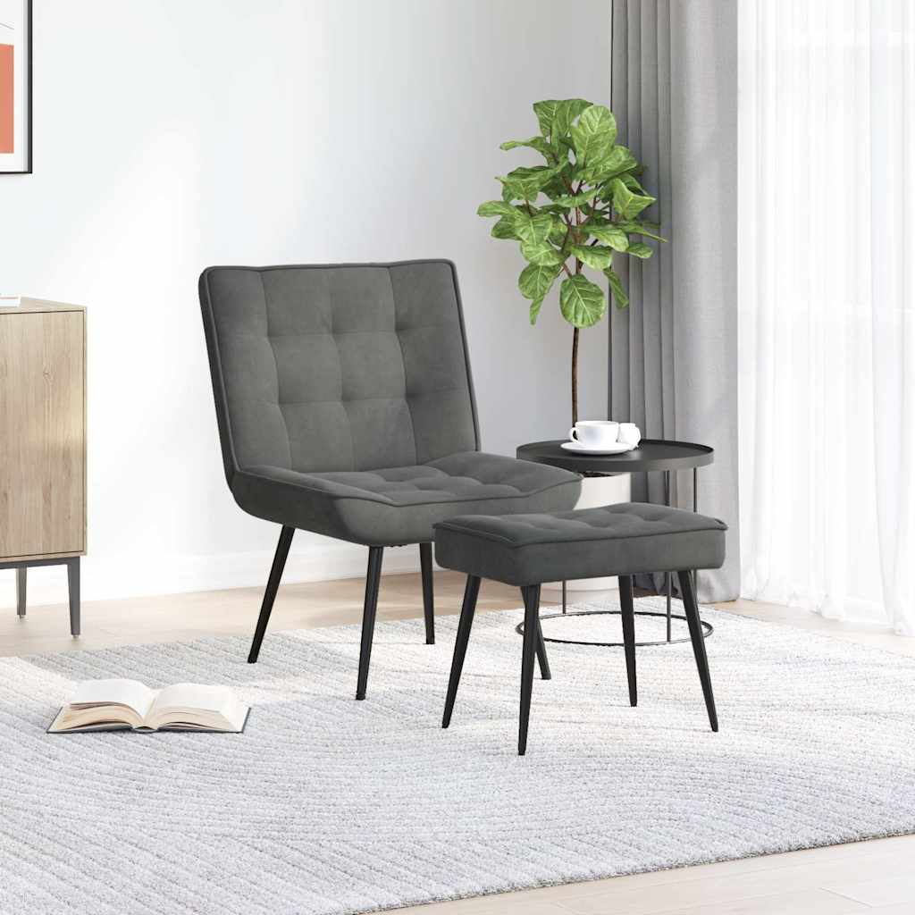 E-shop Multidom Relaxačné kreslo s podnožkou tmavosivé zamat