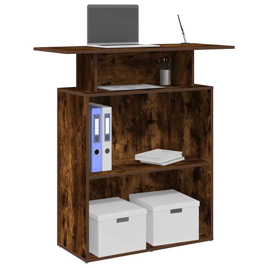 E-shop Multidom Recepčný stôl dymový dub 100x40x104 cm kompozitné drevo