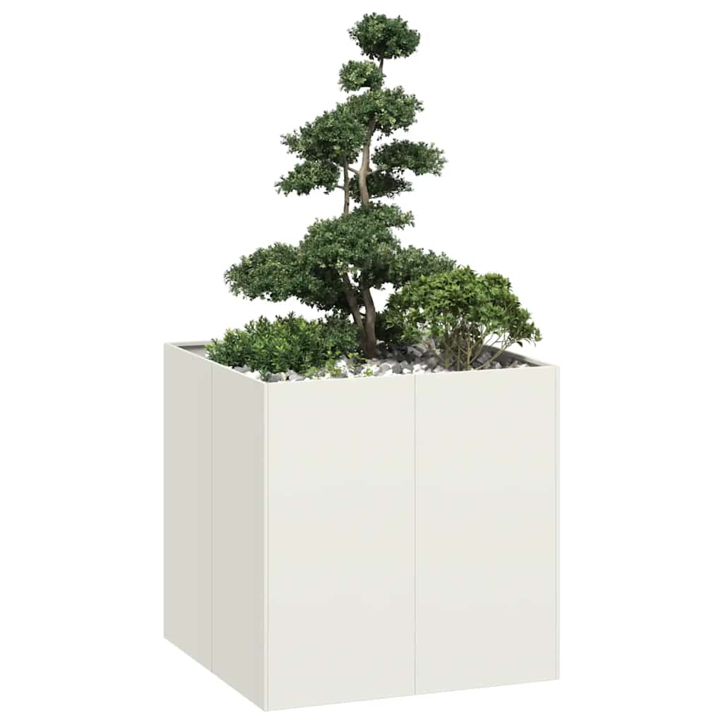 E-shop Multidom Kvetináč biely 80x80x80 cm oceľ