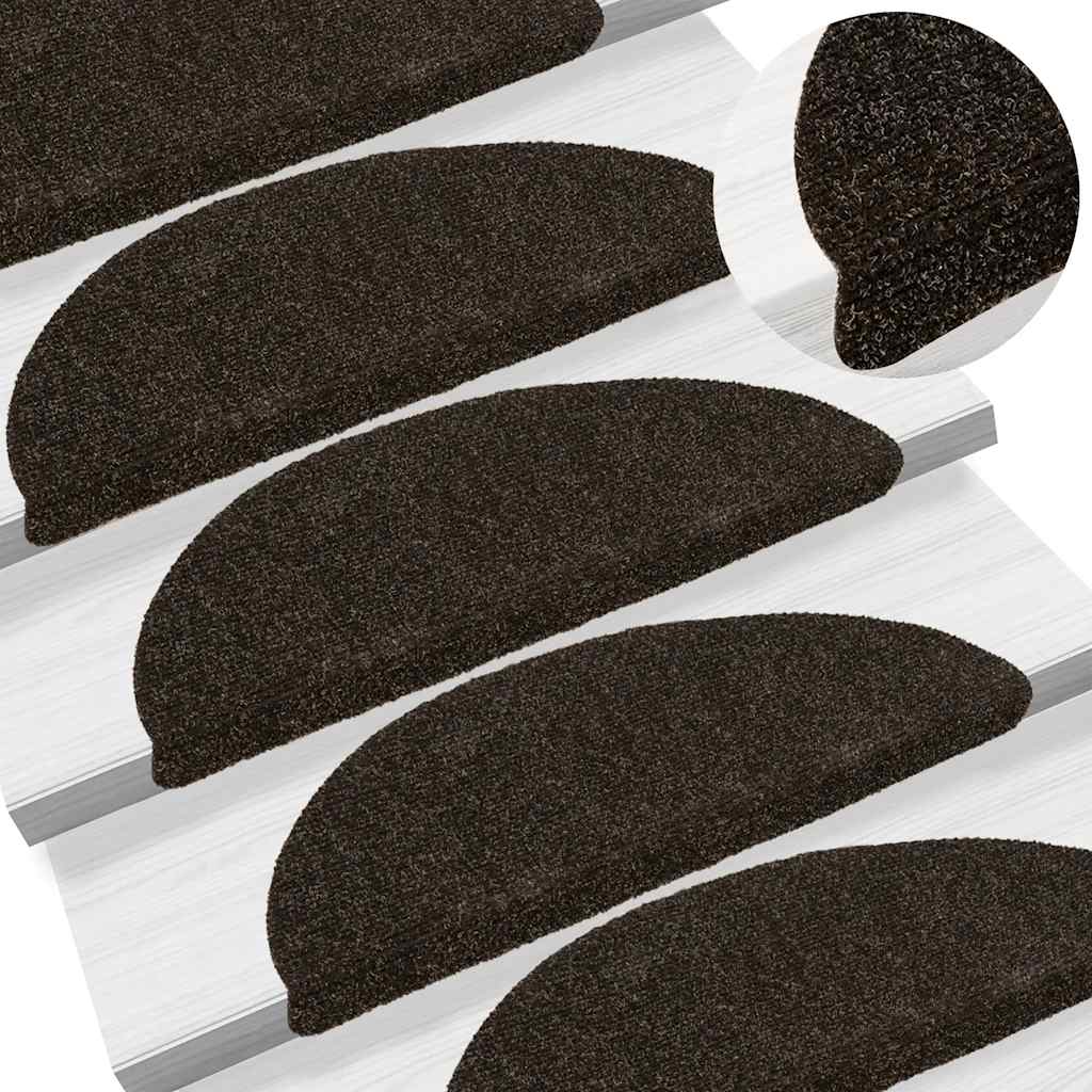 E-shop Multidom Schodové rohože, samolepiace, 30 ks, 56x17x3 cm, tmavohnedé, polkruhové