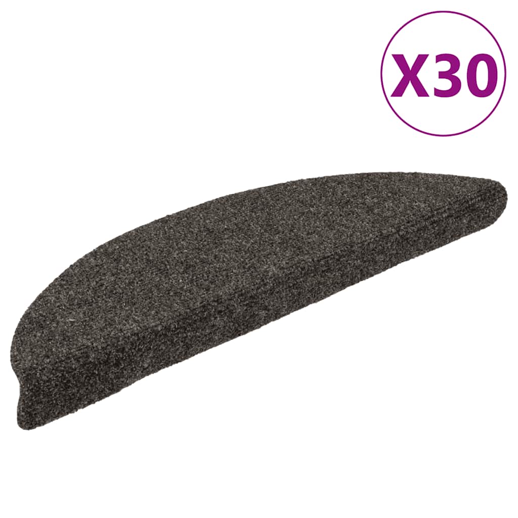 E-shop Multidom Schodové rohože, samolepiace, 30 ks, 56x17x3 cm, antracitové, polkruhové