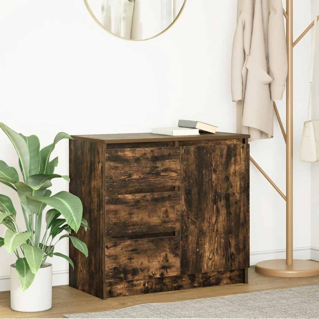 E-shop Multidom Komoda so zásuvkou, tmavý dub 71x35x65 cm, kompozitné drevo