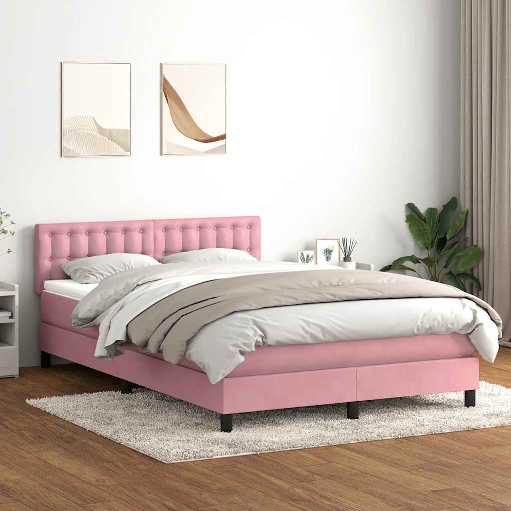 E-shop Multidom Posteľný rám boxsping s matracom ružový 160x210 cm zamat