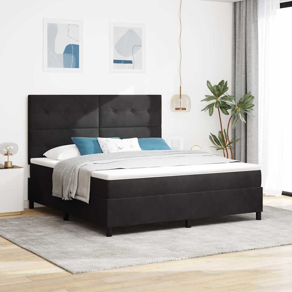 Multidom Posteľ s pružinovým rámom s matracmi Čierny 180 x 200 cm Zamat