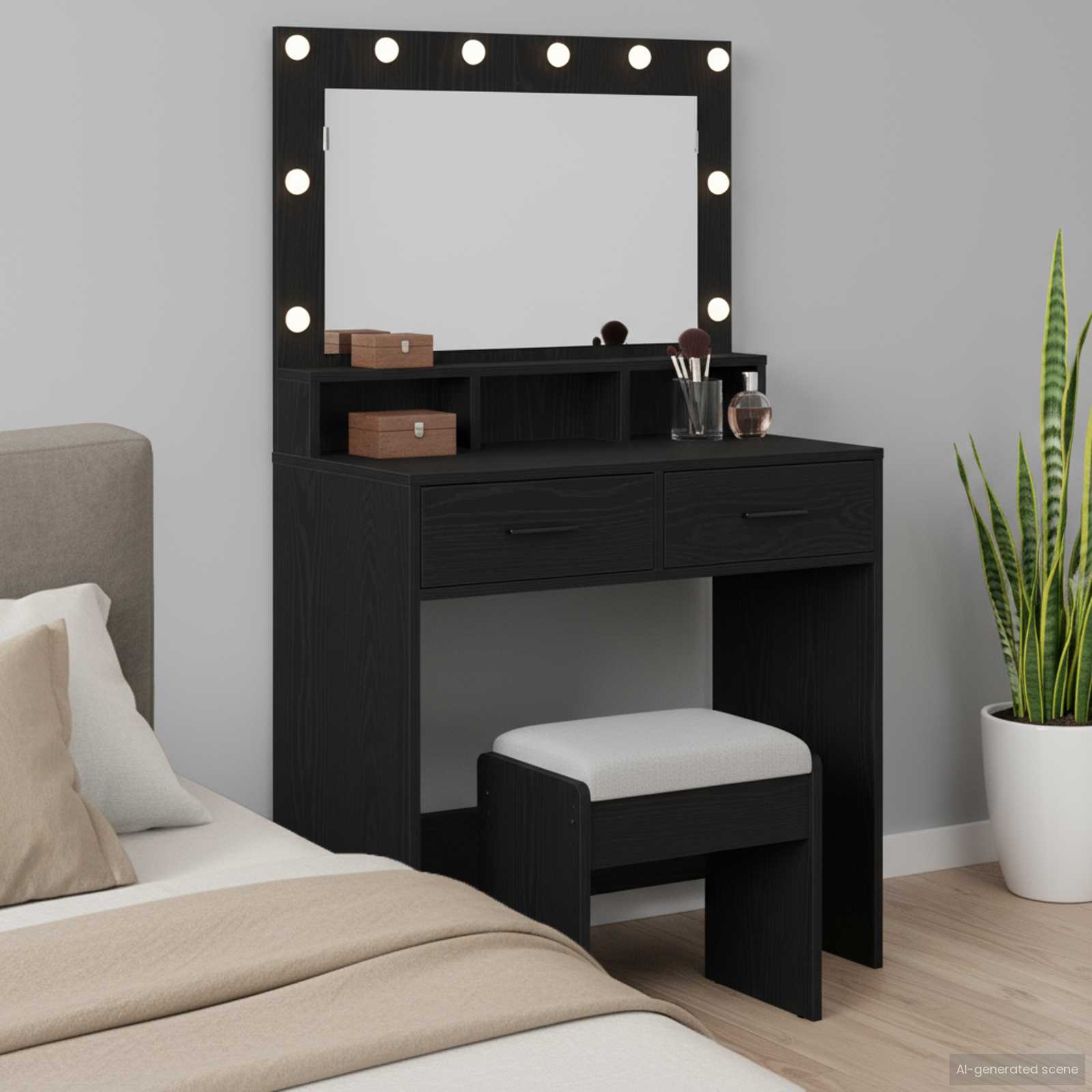 E-shop Multidom Toaletný stolík Čierny dub 79 x 41 x 135 cm Kompozitné drevo