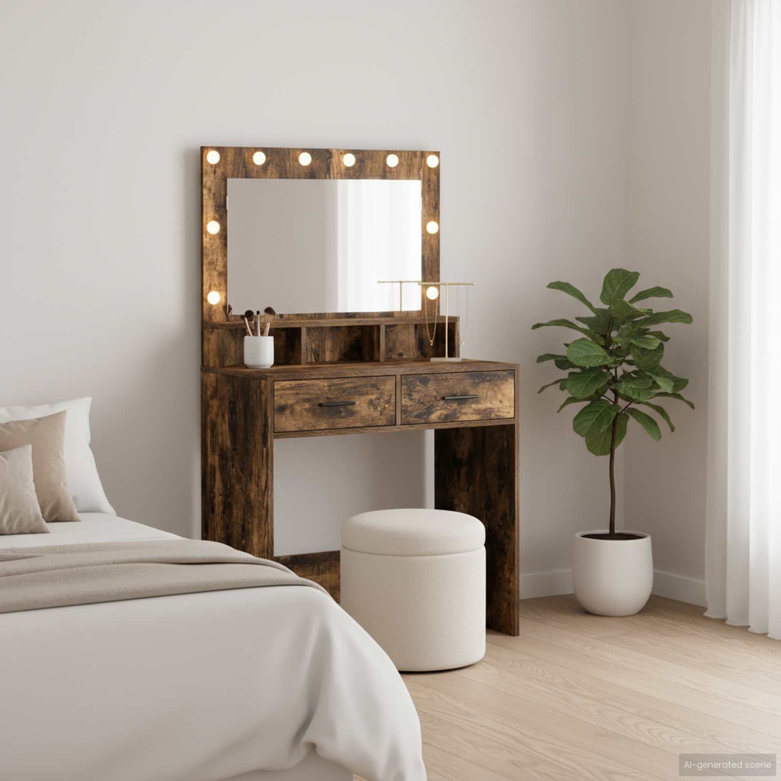 E-shop Multidom Toaletný stolík Dymová dub 79 x 41 x 135 cm Kompozitné drevo