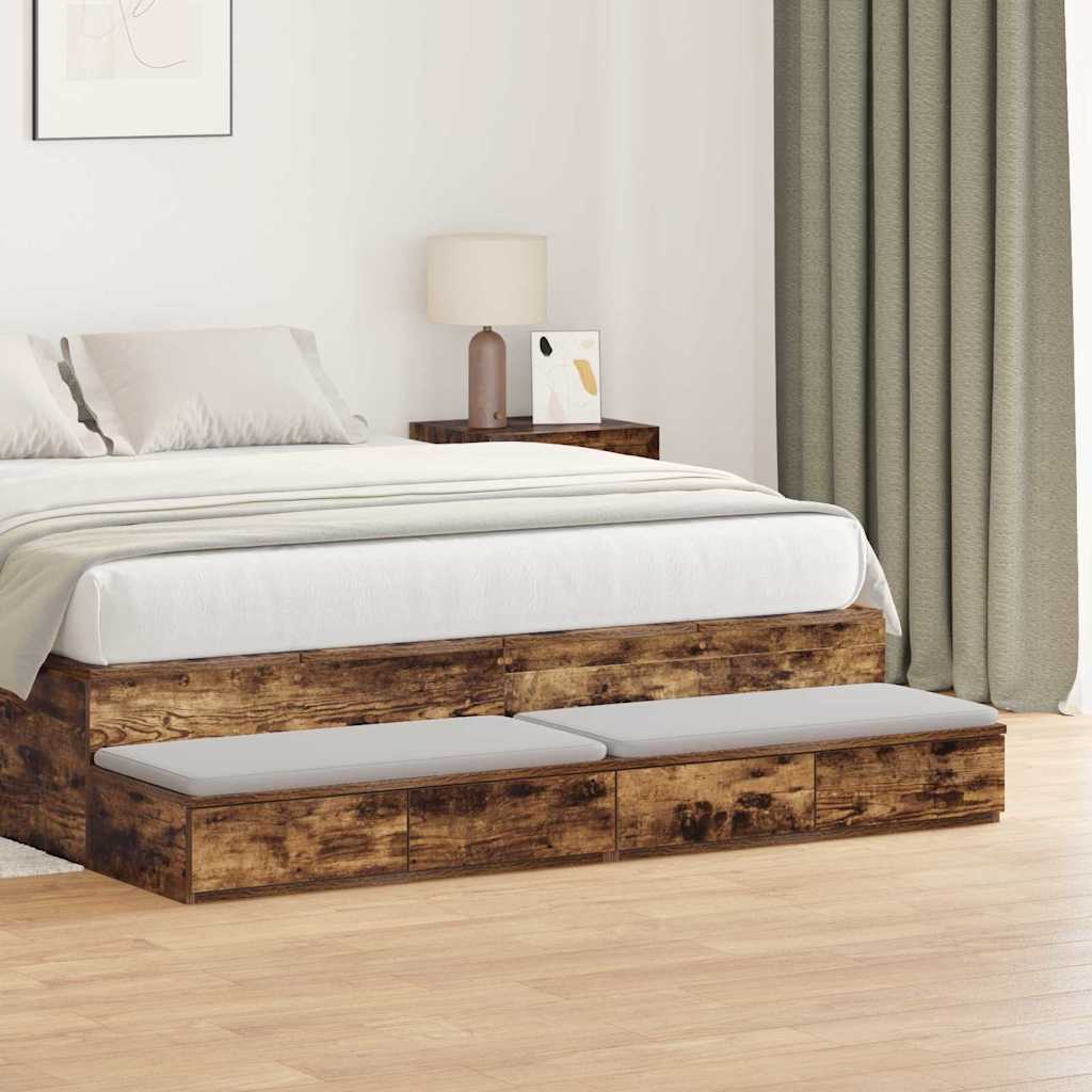 E-shop Multidom Zásuvky pod posteľ so zásuvkou Dymová dub 150 x 36,5 x 16,5 cm