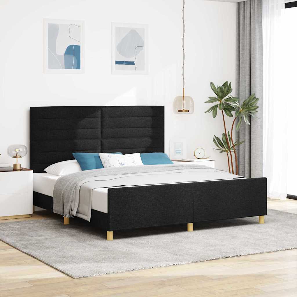 Multidom Rám postele s čelnou doskou Čierna 180 x 200 cm látka