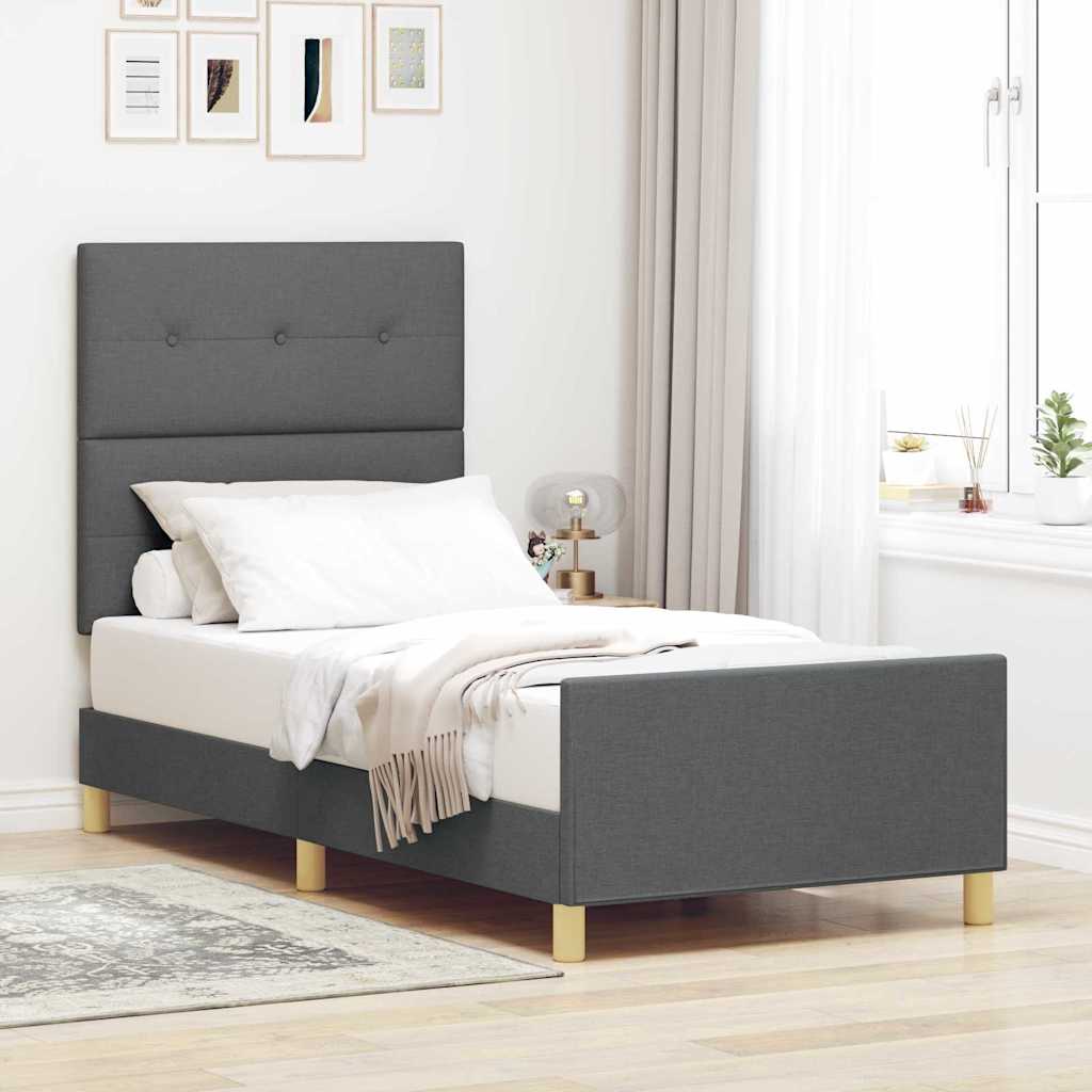 E-shop Multidom Rám postele s čelnou doskou Tmavo šedá 80 x 200 cm látka