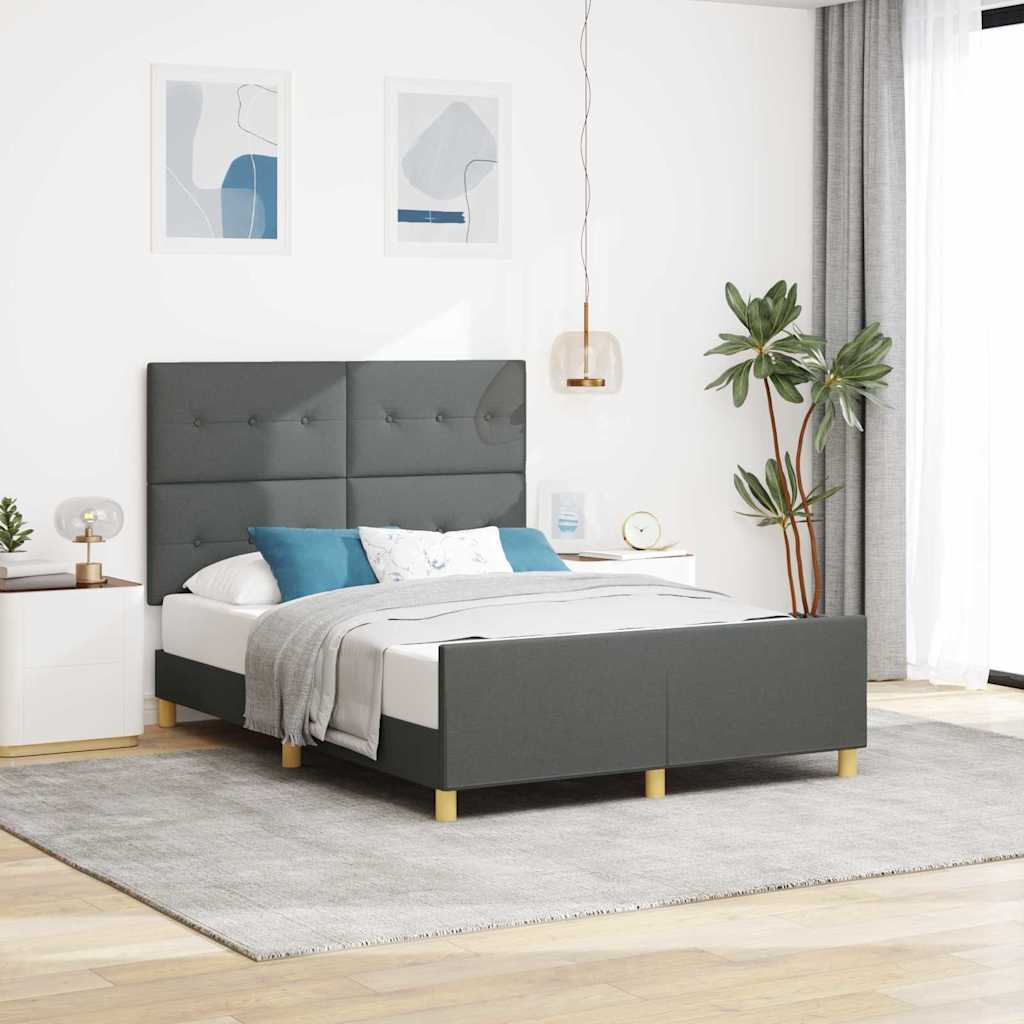E-shop Multidom Rám postele s čelnou doskou Tmavo šedá 140 x 190 cm látka