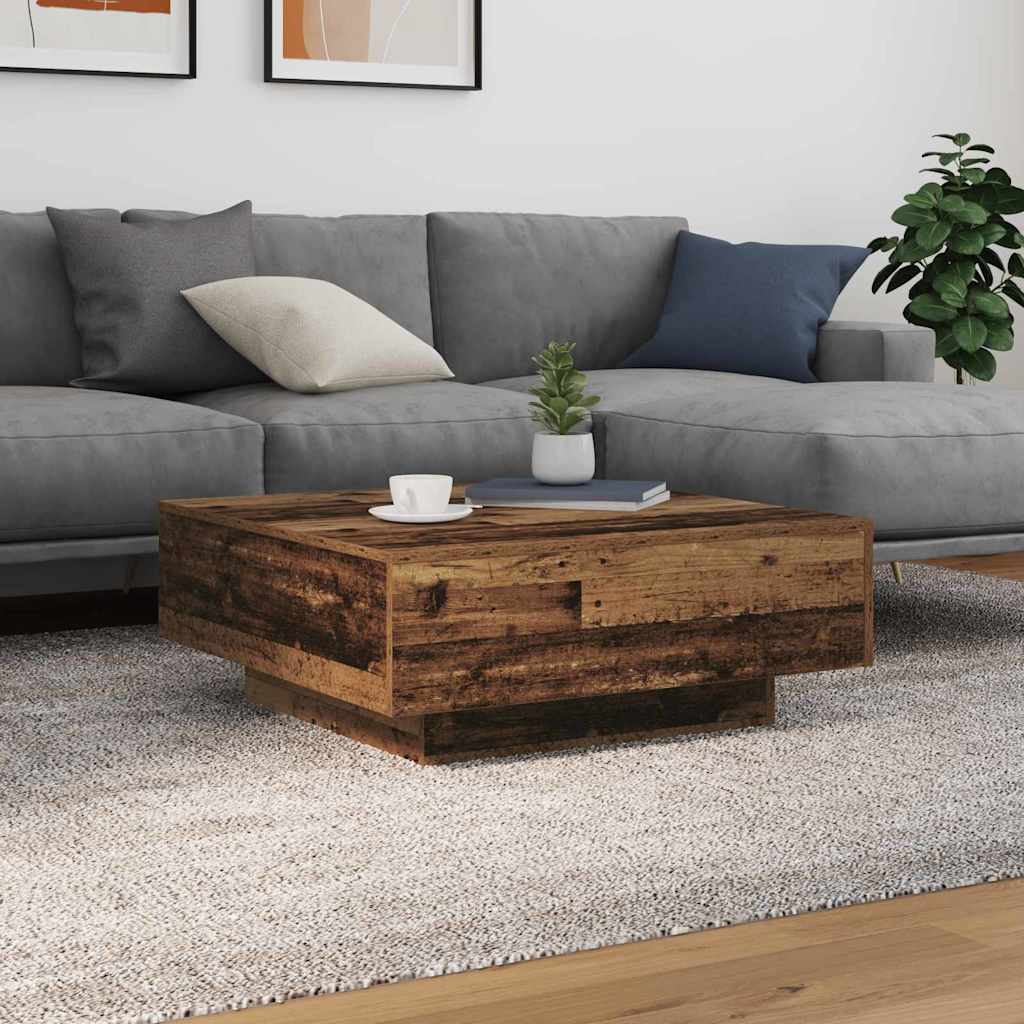 E-shop Multidom Konferenčný stolík Staré drevo a modrá 80 x 80 x 31 cm