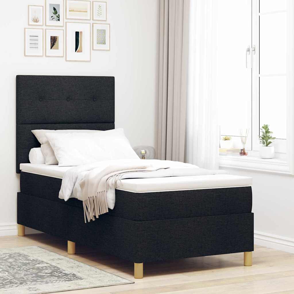 E-shop Multidom LED box s pružinami s matracmi Čierna 90 x 200 cm látka
