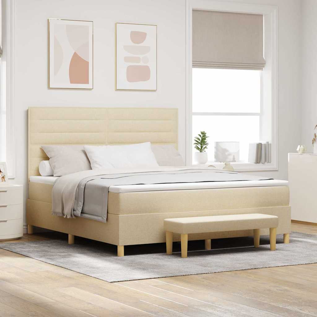 Multidom Posteľ s pružinovým rámom Krémová 200 x 180 cm látka