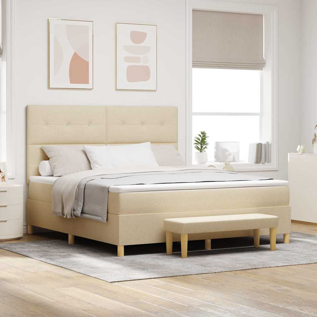 Multidom Posteľ s pružinovým rámom Krémová 200 x 180 cm látka