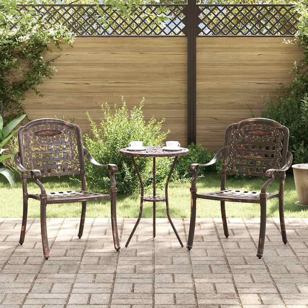 E-shop Multidom Záhradná stolička 2 pcs Bronzová 55 x 56,5 x 91cm Hliník