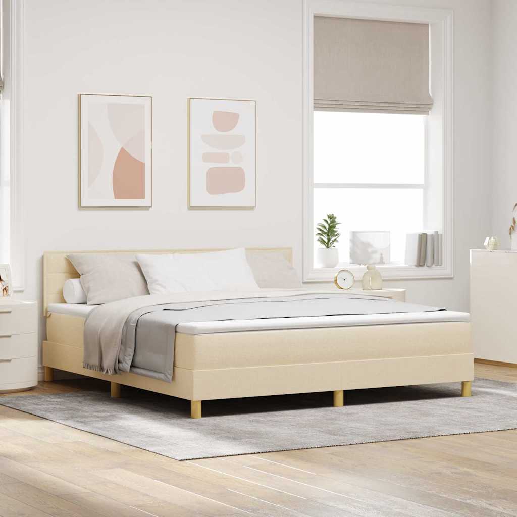 Multidom Posteľ s pružinovým rámom s vankúšom Krémová 180 x 200 cm látka