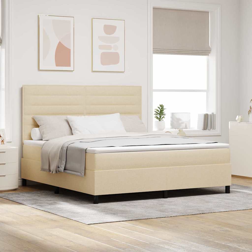Multidom Posteľ s pružinovým rámom s matracmi Krémová 180 x 200 cm látka