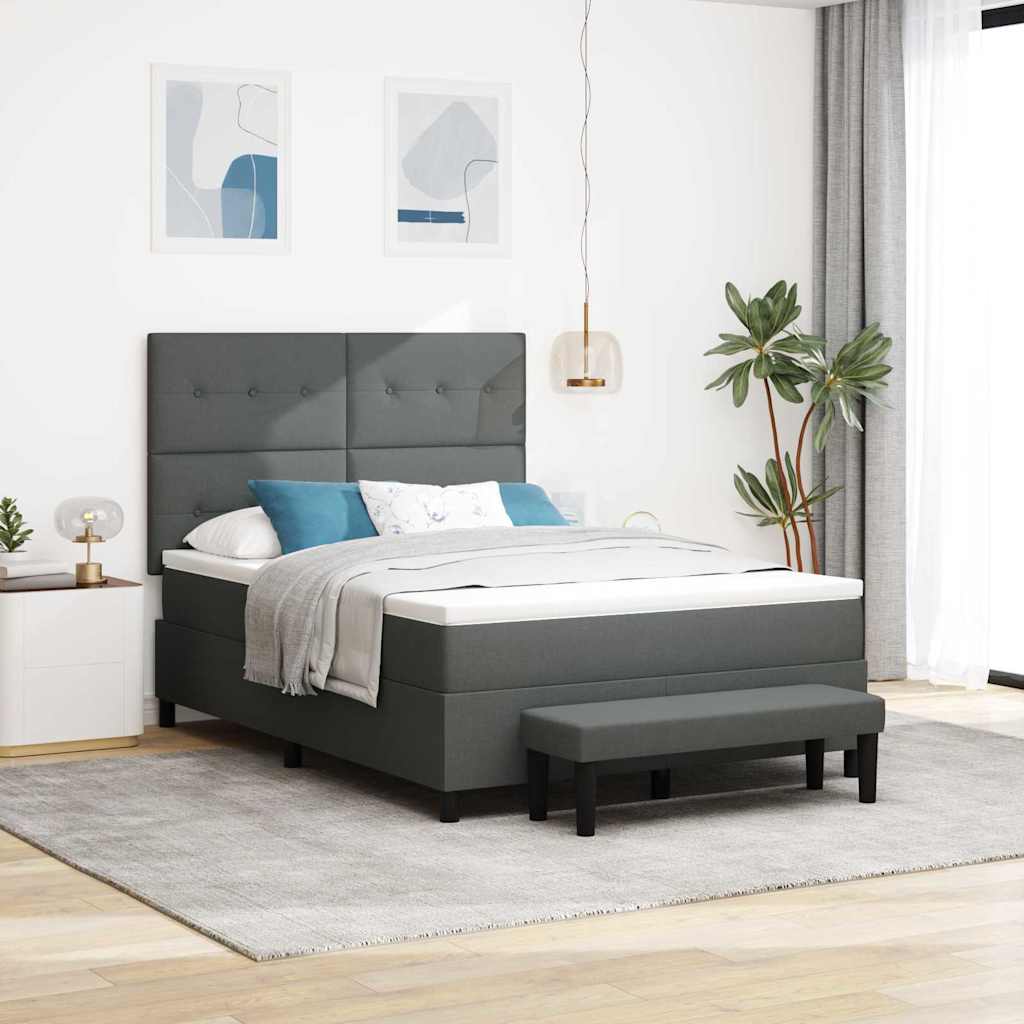 E-shop Multidom Posteľ s pružinovým rámom Tmavo šedá 140 x 200 cm látka