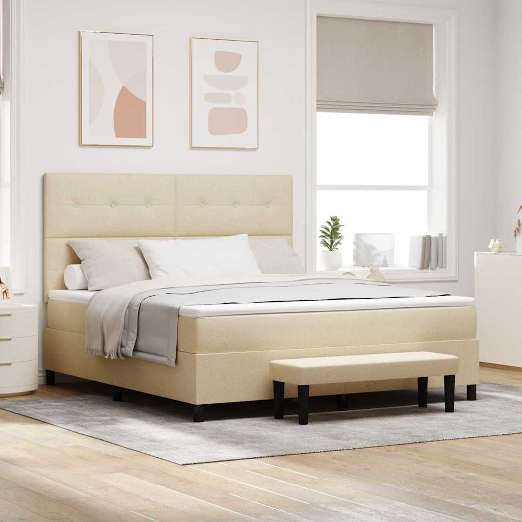 E-shop Multidom Posteľ s pružinovým rámom Krémová 180 x 200 cm látka