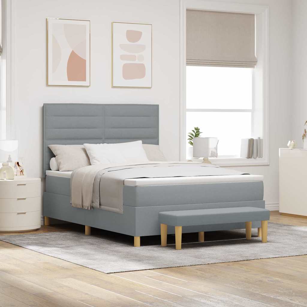 E-shop Multidom Posteľ s pružinovým rámom Svetlosivá 200 x 140 cm látka