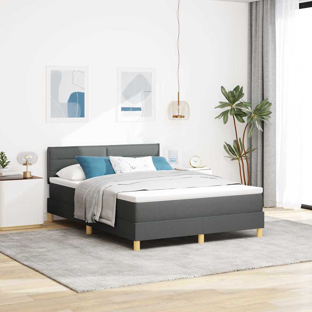 E-shop Multidom Posteľ s pružinovým rámom Tmavo šedá 160 x 200 cm látka