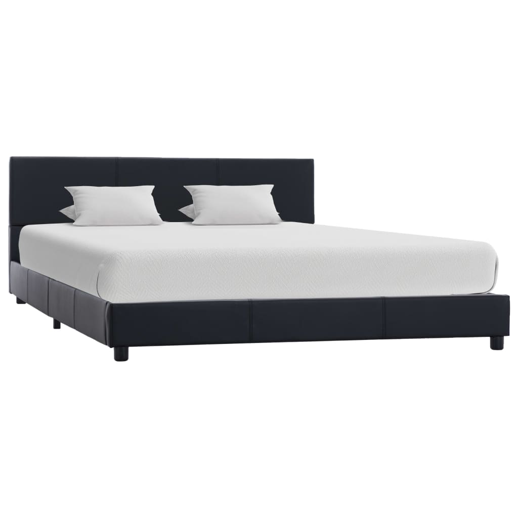 E-shop Multidom Posteľný rám, čierny, umelá koža 160x200 cm