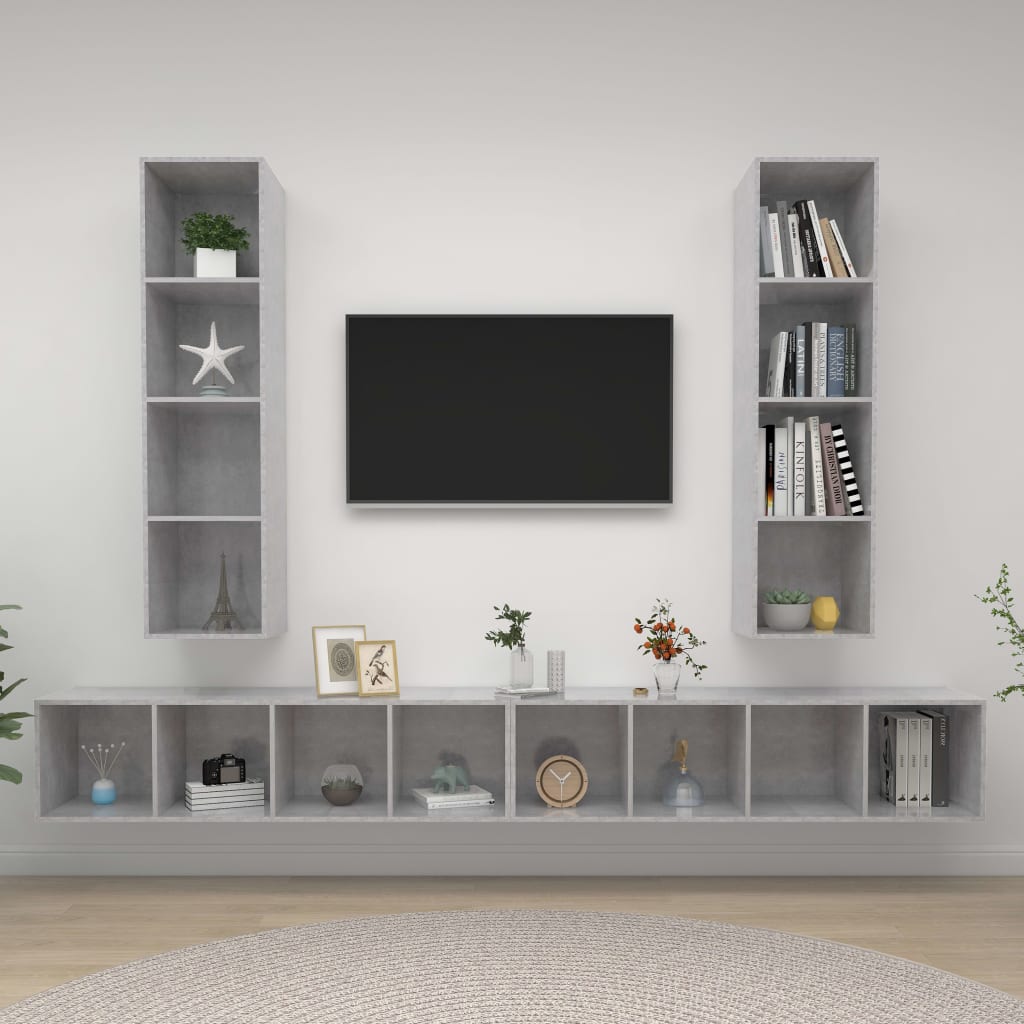E-shop Multidom Nástenné TV skrinky 4 ks betónovo-sivé drevotrieska