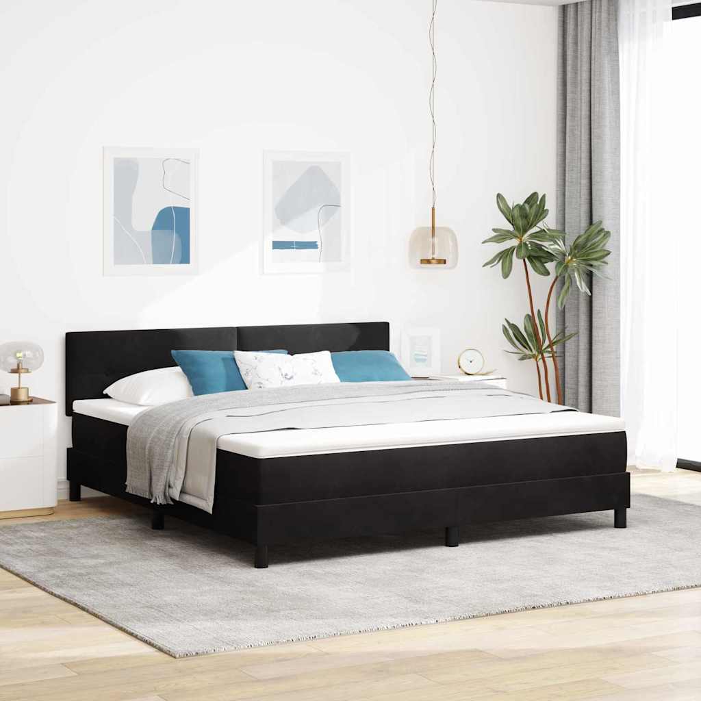 Multidom Posteľ s pružinovým rámom s matracmi Čierna 180 x 200 cm Zamat