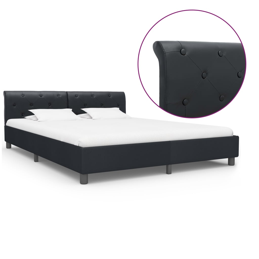 E-shop Multidom Posteľný rám, čierny, umelá koža 180x200 cm