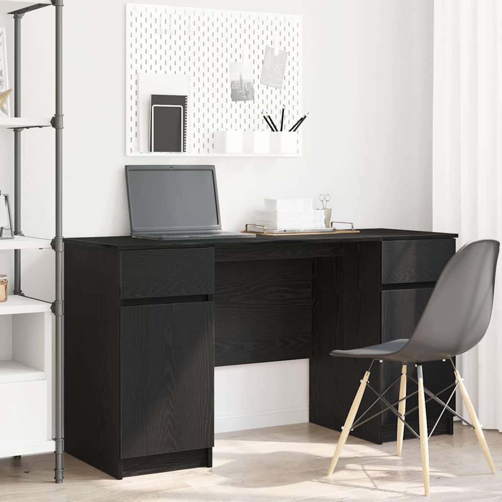 E-shop Multidom Stôl so zásuvkou Čierny dub 140 x 49 x 76 cm Kompozitné drevo