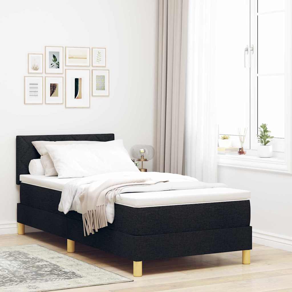 E-shop Multidom Posteľ s pružinovým rámom s vankúšom Čierna 90 x 190 cm látka