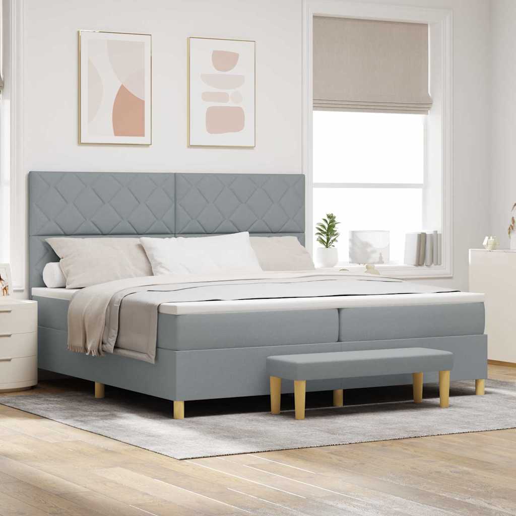 E-shop Multidom Posteľ s pružinovým rámom Svetlosivá 200 x 200 cm látka
