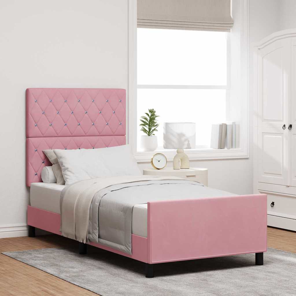 E-shop Multidom Posteľ s pružinovým rámom Ružová 100 x 200 cm Zamat