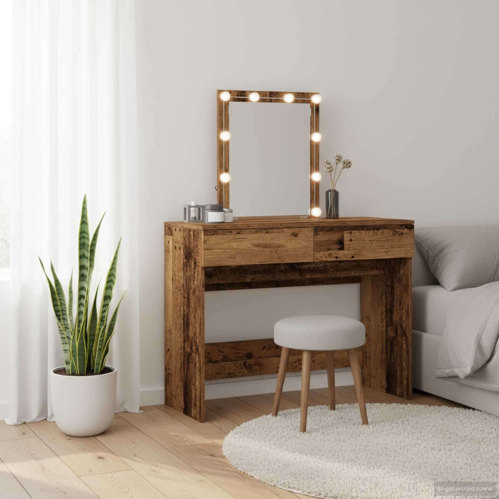 E-shop Multidom Toaletný stolík Staré drevo 100 x 40 x 130 cm Kompozitné drevo