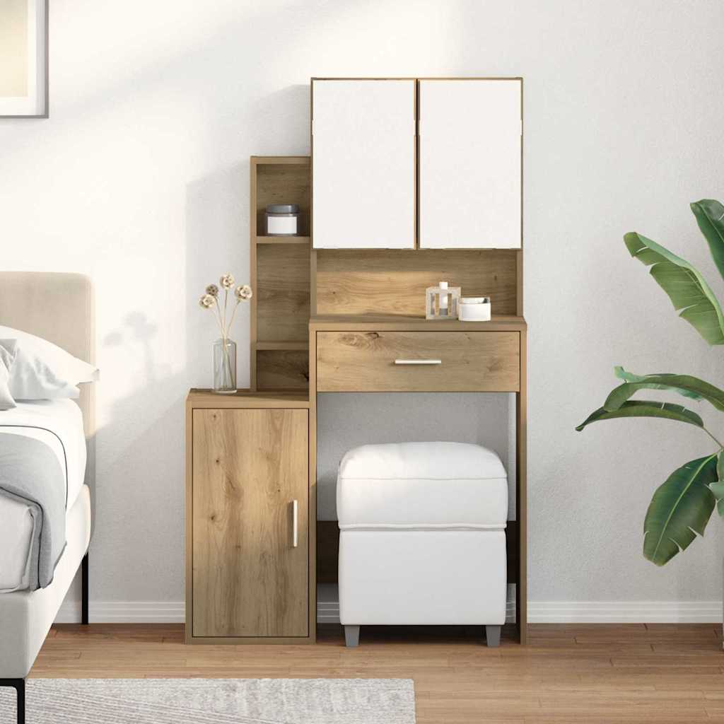 E-shop Multidom Toaletný stolík Remeselný dub 80 x 35 x 132 cm Kompozitné drevo