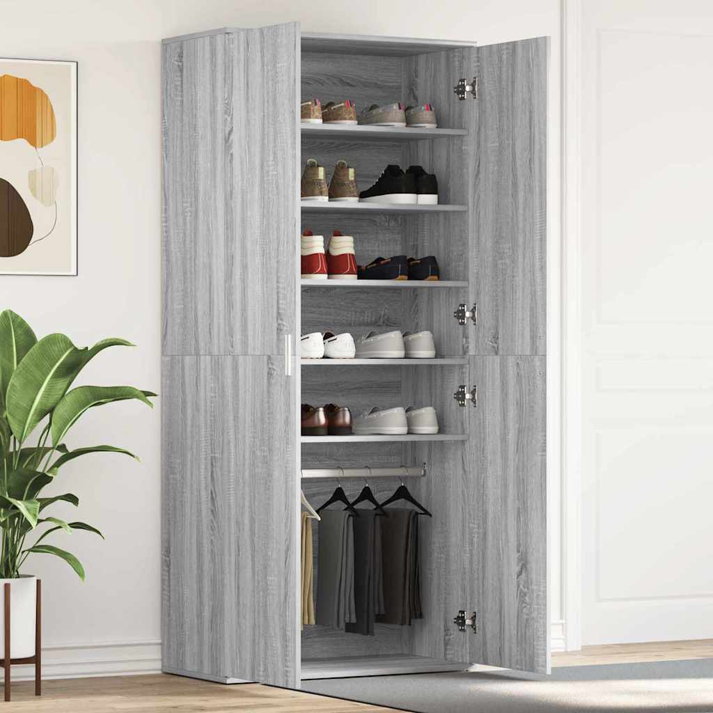 E-shop Multidom Skriňa na topánky Sivý Sonoma 80 x 39 x 178 cm Kompozitné drevo