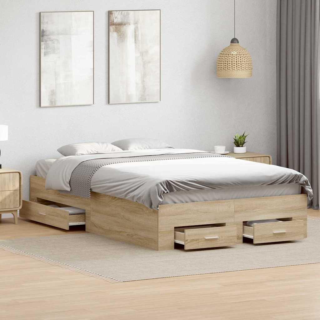 E-shop Multidom Rám postele so zásuvkou Hnedá 120 x 190 cm Kompozitné drevo